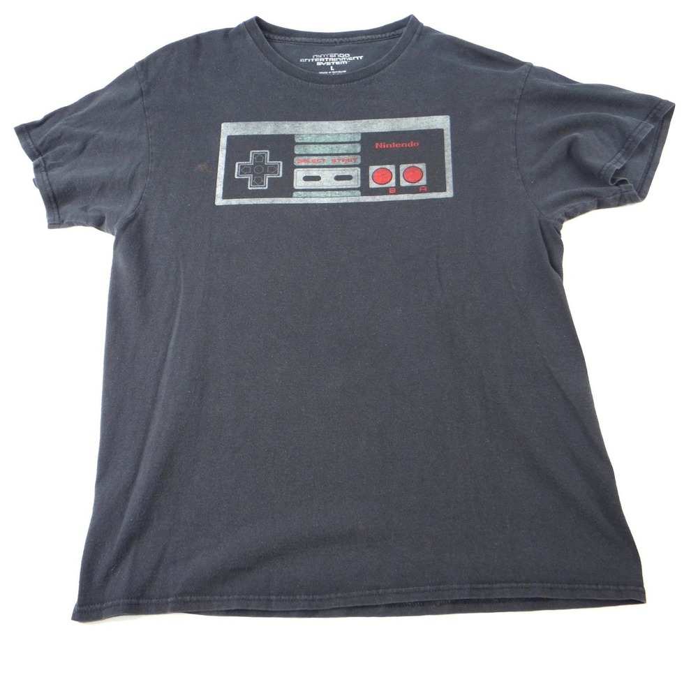 Nintendo Entertainment System Controller Graphic T Shirt Black Adult Large NES